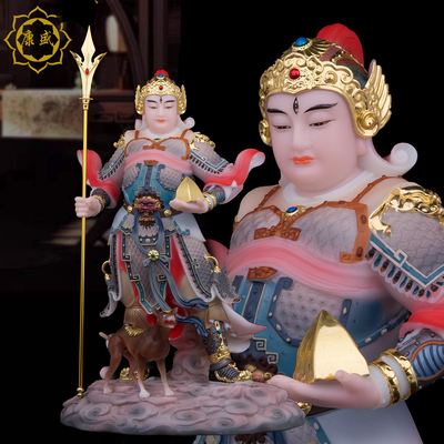 二郎神杨戬神像杨戬汉白玉二郎显圣真君天神将军天将家用供奉摆件