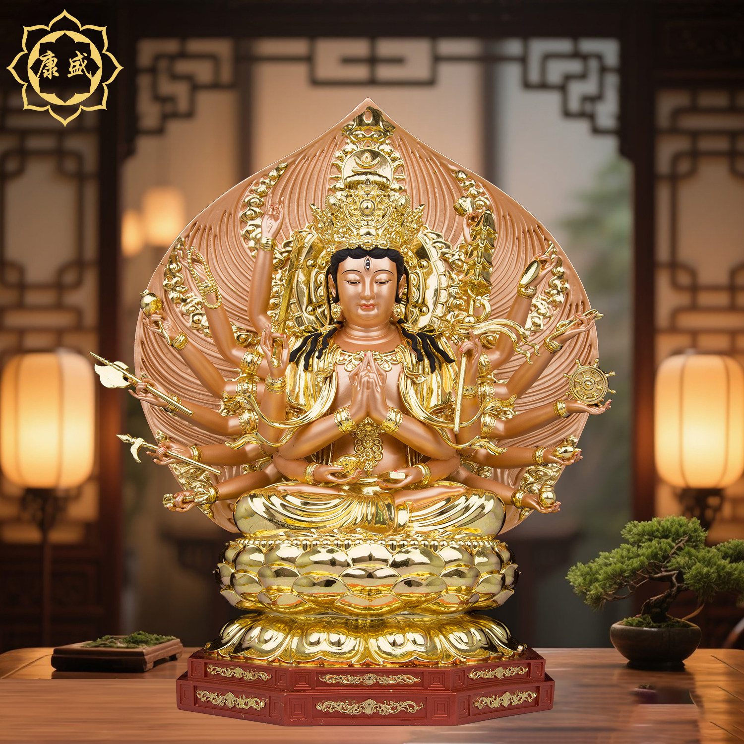 准提菩萨佛像树脂彩绘准提佛母像准提道人像体家用寺庙供奉摆件