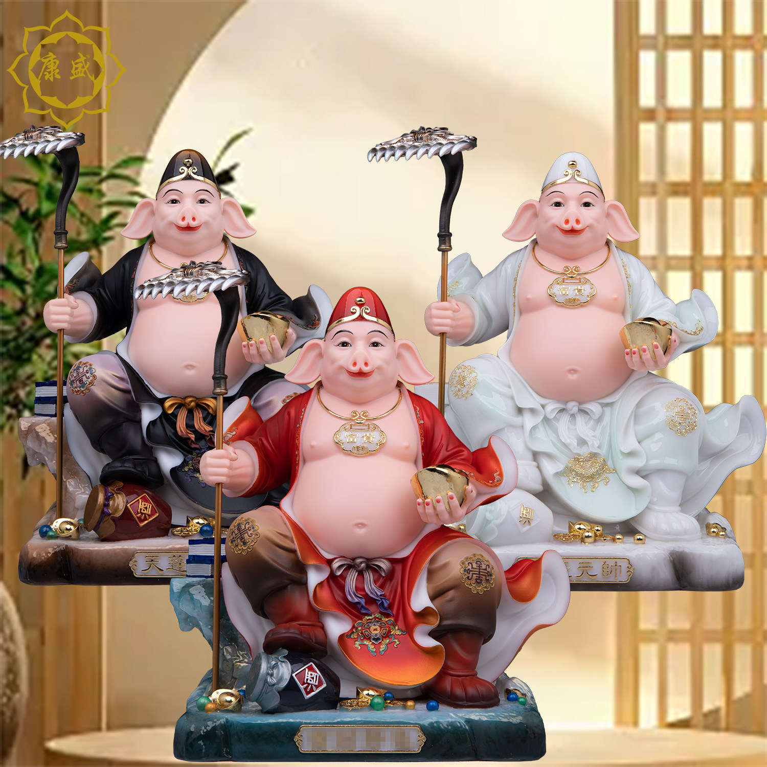 天蓬元帅佛像猪八戒神像汉白玉净坛使者猪悟能像家用客厅玄关摆件