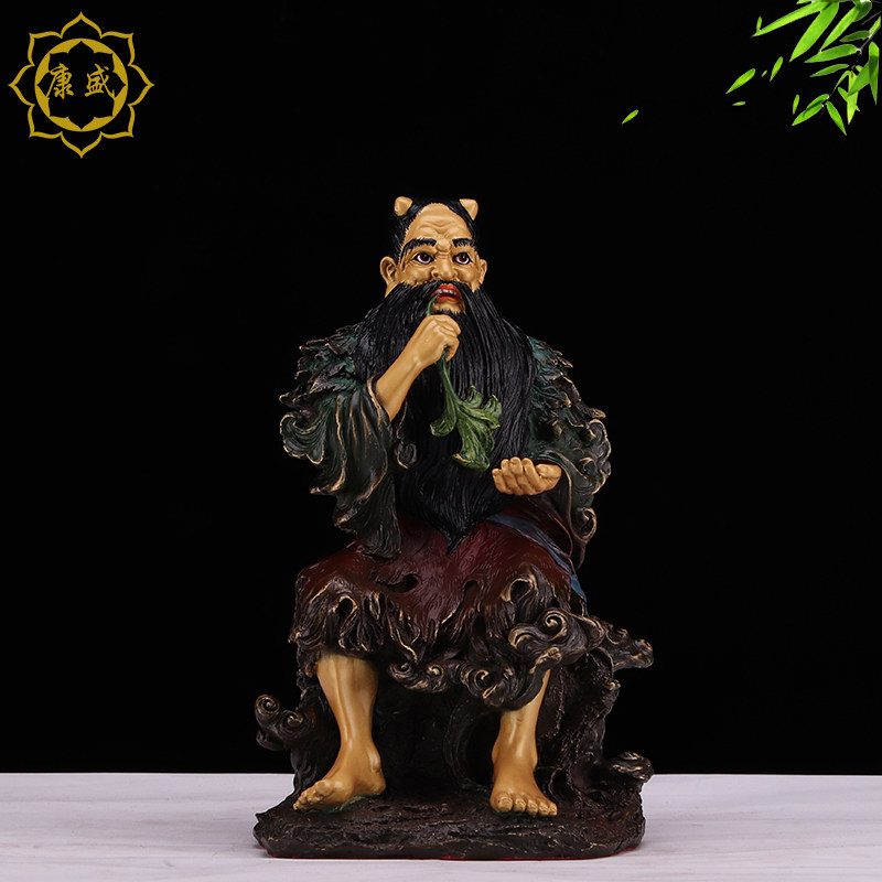 神农大帝 神农神像三皇炎帝神农氏五谷神农铜像 纯铜彩绘佛像摆件