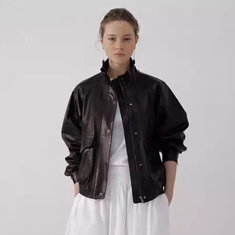 lowclassic黑色皮衣女25秋冬新款nothing written短款小个子外套