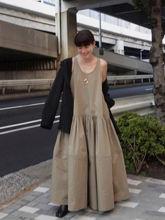 etre tokyo无袖连衣裙女春夏大裙摆慵懒风宽松度假气质吊带A字裙