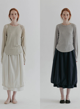 MOIA半身裙女2024夏季新款韩小众设计师A字抽绳双面花苞蓬蓬裙