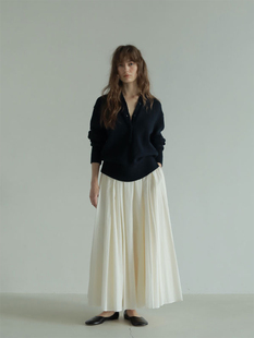 nothingwritten半身裙女设计师etretokyo高腰中长款百褶裙A字伞裙