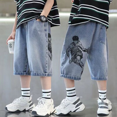 男童裤子夏装儿童牛仔中裤新款