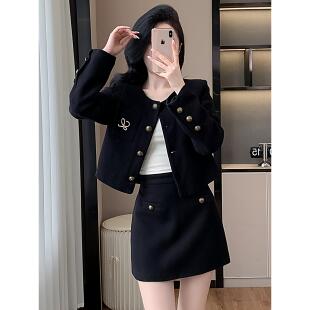 ROUMIKL大码秋装洋气加绒小西装外套半身裙两件套胖mm显瘦时尚套