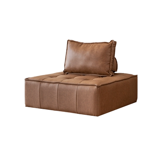 皮埃蒙特真皮豆腐块沙发方块北欧侘寂风单人复古懒人组合模块沙发