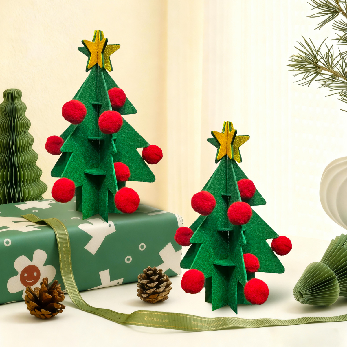 圣诞节圣诞布置桌面迷你圣诞树装饰摆件橱窗装饰品diy料包摆件