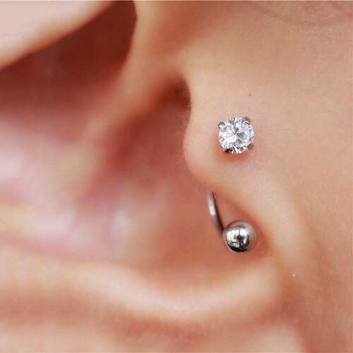 韩国钛钢c形耳骨环螺纹拧摘耳钉