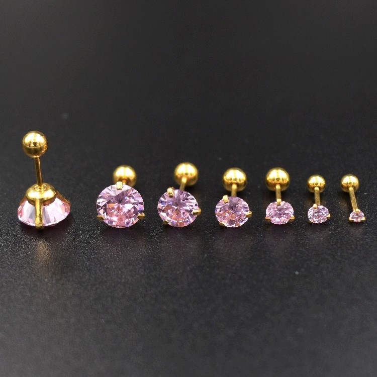 日韩甜美少女色粉色锆石耳钉螺丝拧球简约耳骨钉耳蜗钉睡觉不用摘,饰品/流行首饰/时尚饰品新,耳钉,淘宝优惠券,粉丝福利购,淘宝优惠卷
