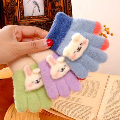 婴幼儿小童五指手套男女童宝宝薄款秋冬季保暖分指小月龄手袜卡通