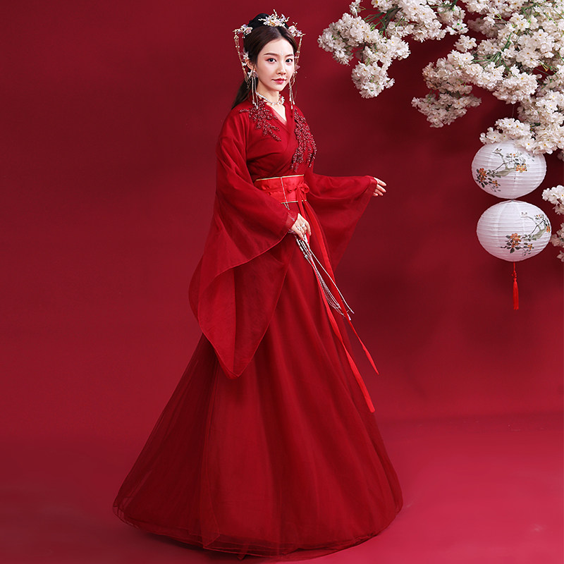 HANFU 고대 의상 여성 중국 스타일 슈퍼 요정 원래 부모-자식 학생 우아한 전통 축제 댄스 공연 의상