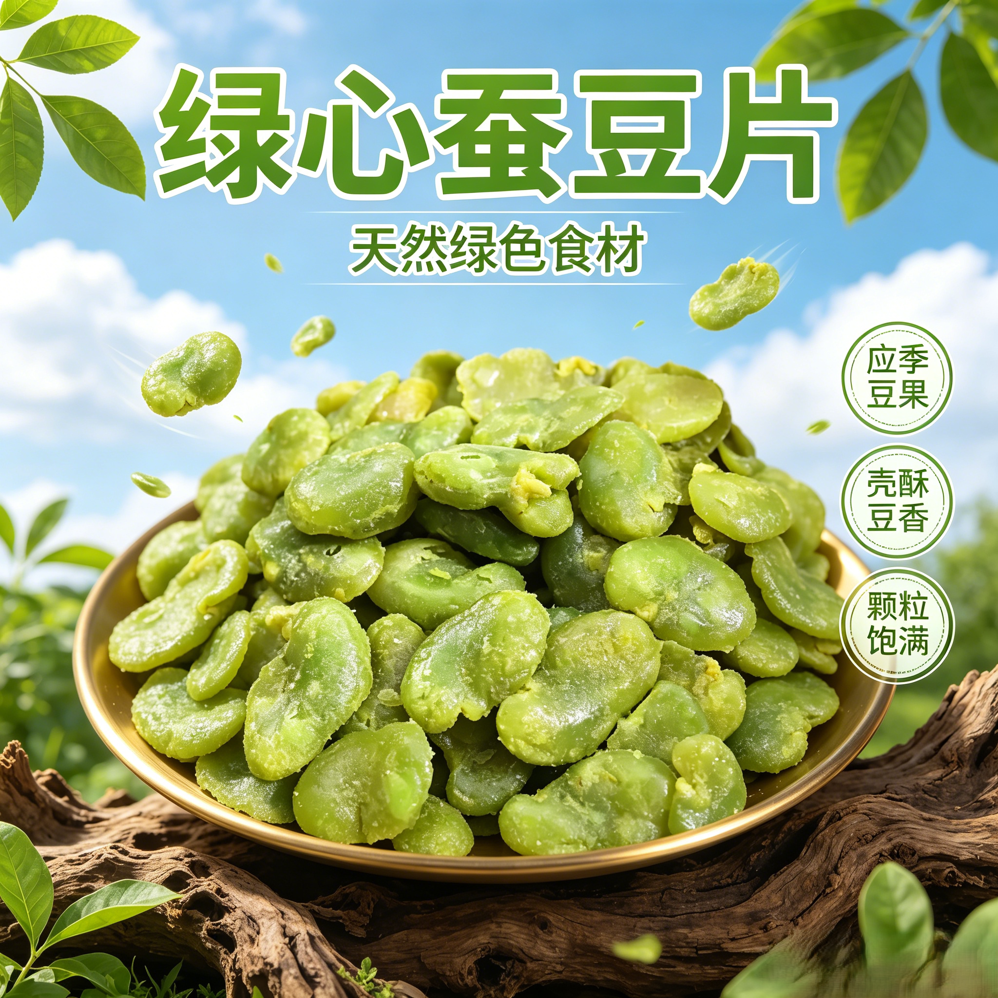 云南保山绿心蚕豆片兰花豆瓣香酥蚕豆油炸炒货豆类休闲零食蒜香味