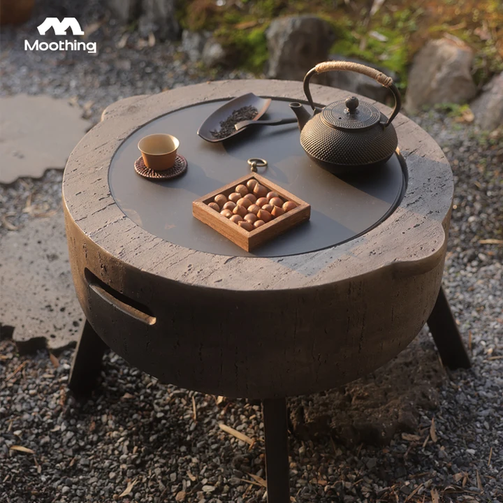 牧行户外庭院烤火炉围炉煮茶套装烧烤桌家用电碳两用取暖围炉