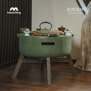 牧行围炉煮茶桌子烧烤炉套装庭院家用室内碳电两用烤火炉器具全套