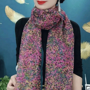 丝巾满天星韩版百搭围巾时尚纱巾防晒洋气披肩薄款围脖云纹纱丝巾