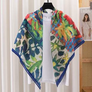 2025新款百变防晒披肩法式复古印花方巾女夏季小众设计多种穿法