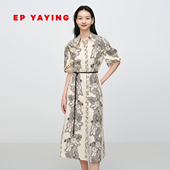 EP雅莹2025春季 连衣裙4303A 100%精梳棉国风牡丹印花衬衫 新款 女装