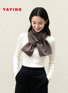 EP YAYING雅莹围巾 牦牛绒拉绒交叉穿孔针织小围脖 25新品ZQ03A