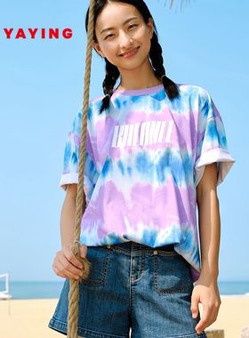 EP YAYING雅莹女装 多巴胺宽松扎染印花短袖t恤 商场同款 5333A