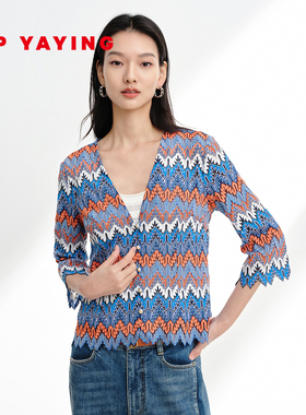 EP雅莹2025新款 高弹桑蚕丝针织勾花别致小衫镂空肌理薄衫夏1297A