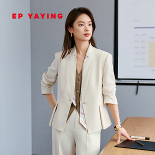 外套1111A 重磅真丝驳领缎面单扣触感西装 EP雅莹女装 2025早秋新款