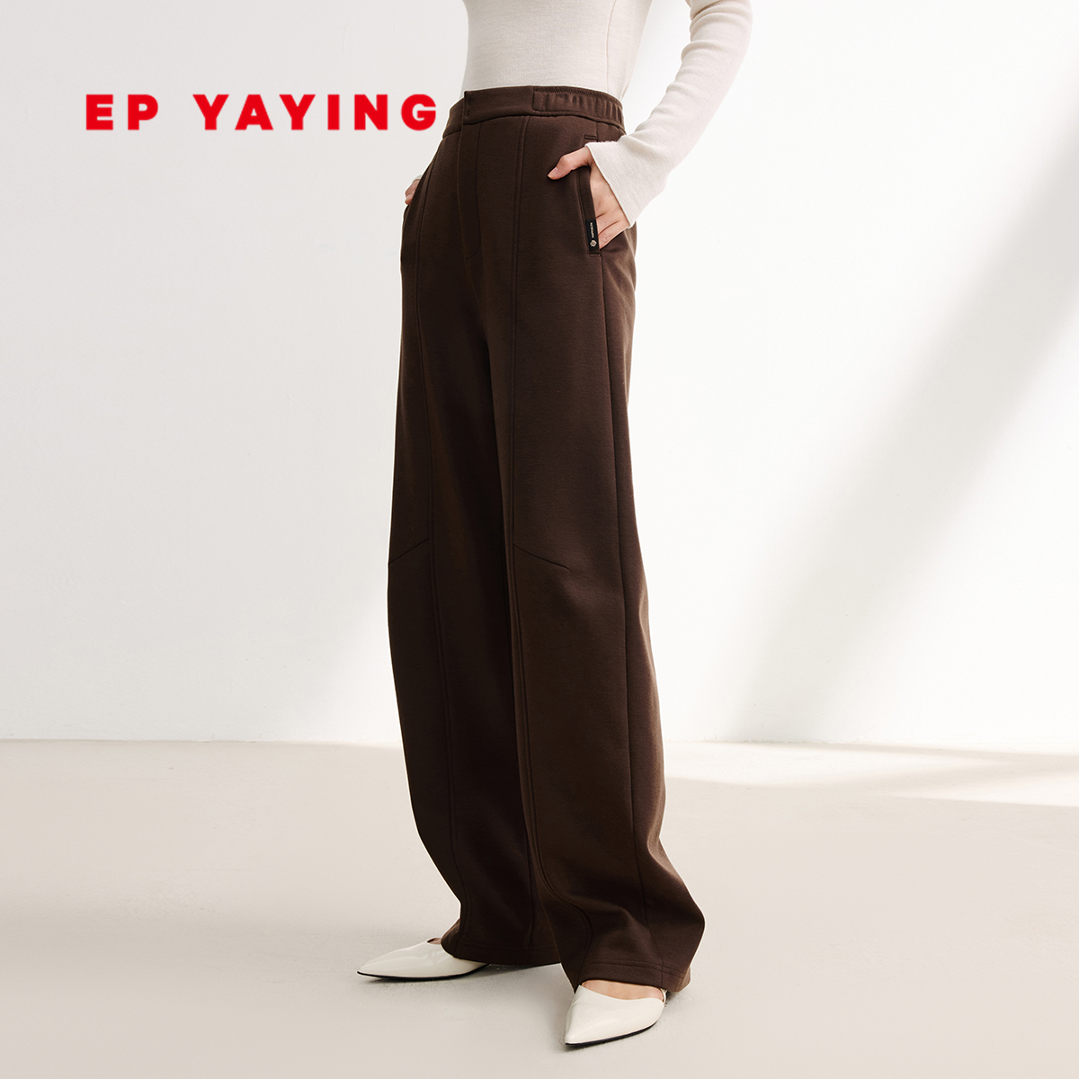 雅莹美利奴羊毛镰刀裤阔腿裤