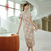 EP雅莹高端系列 4506A 新款 牡丹提花国风旗袍裙连衣裙 2025春季