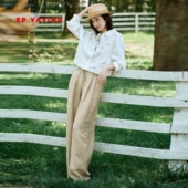 EP雅莹2025春季 6425A 进口亚麻简约松紧腰宽松拖地阔腿裤 新款 女装