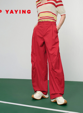 EP YAYING雅莹女装 设计感高腰显瘦棉质宽松阔腿裤 2025新款6407A