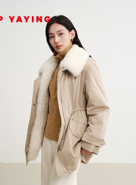 EP雅莹2025秋冬新款 暖绒填充羊毛大翻领派克服商旅外套女N205A