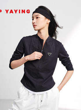 EP雅莹2026春季新款女装 简约拉链时尚修身长袖运动上衣5506A