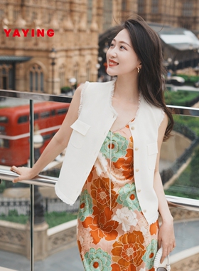 EP雅莹2025春季新款女装 时尚圆领弹力醋酸针织马甲外套9008A