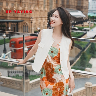 EP雅莹2025春季新款女装 时尚圆领弹力醋酸针织马甲外套9008A