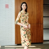 2025夏新款 EP雅莹高端系列 真丝印花连衣裙国风改良旗袍裙 4619A
