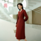 EP雅莹高端系列 4605B 2025新款 气质羊毛羊绒长袖 A摆收腰连衣裙