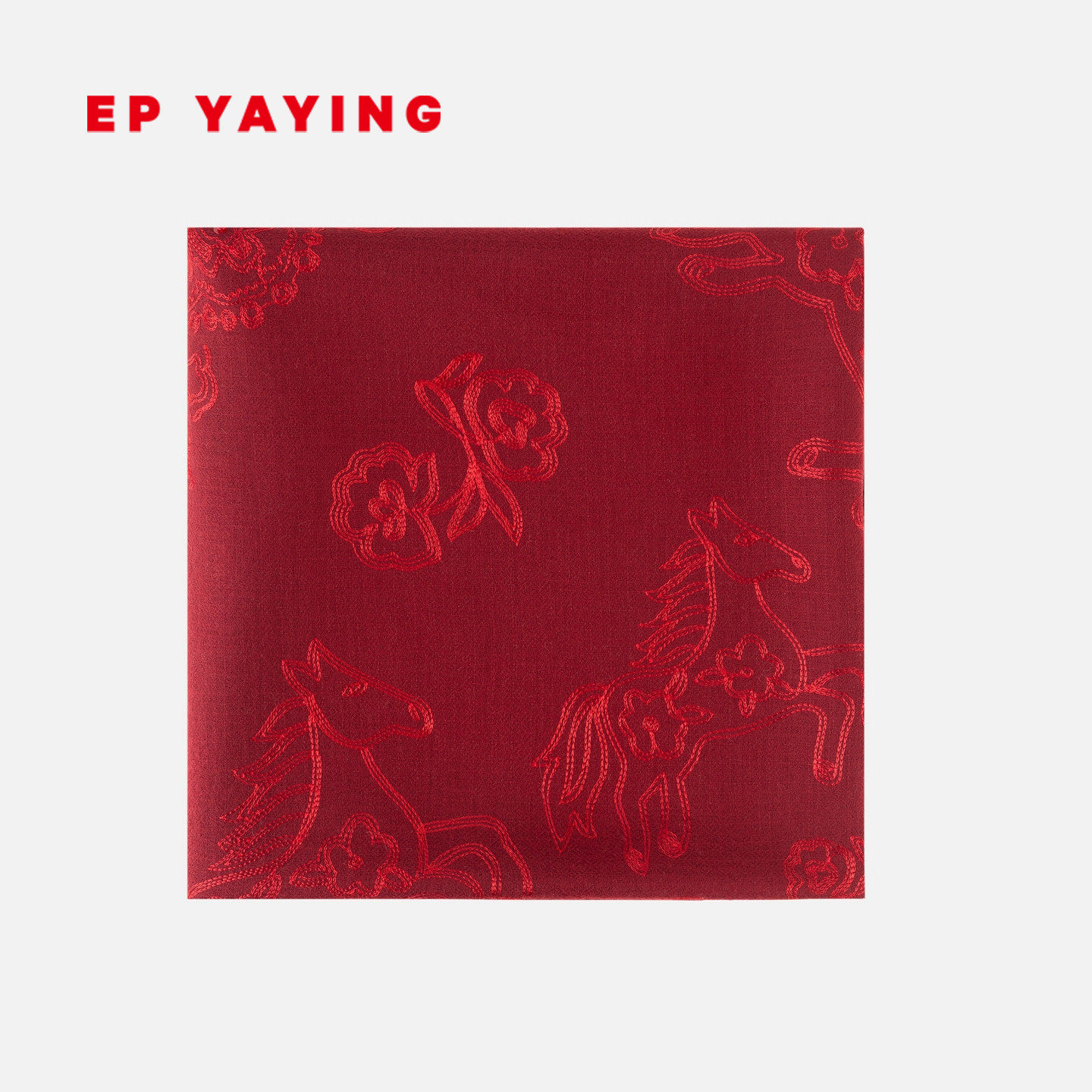 EP YAYING雅莹围巾 100%山羊绒生肖马钉珠链绣大方巾 26新品W201A