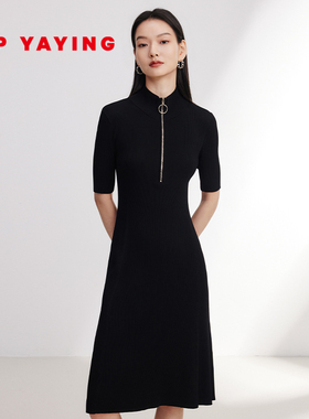 EP YAYING雅莹女装 拉链A字收腰针织连衣裙 商场同款 9407A