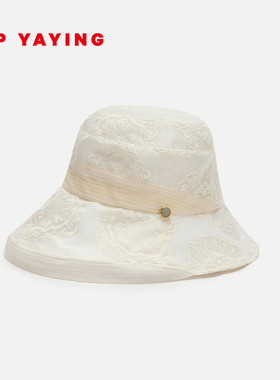 [UPF50+防晒]EP雅莹国风刺绣桑蚕丝圆顶防晒渔夫帽 商场同款ZH07A