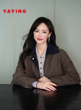 [唐嫣同款]EP雅莹2025新款 巴恩风正肩翻领羊毛千鸟格短外套1230A