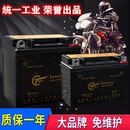 统一工业摩托车电瓶12V免维护通用7a9a125踏板弯梁助力车干蓄电池