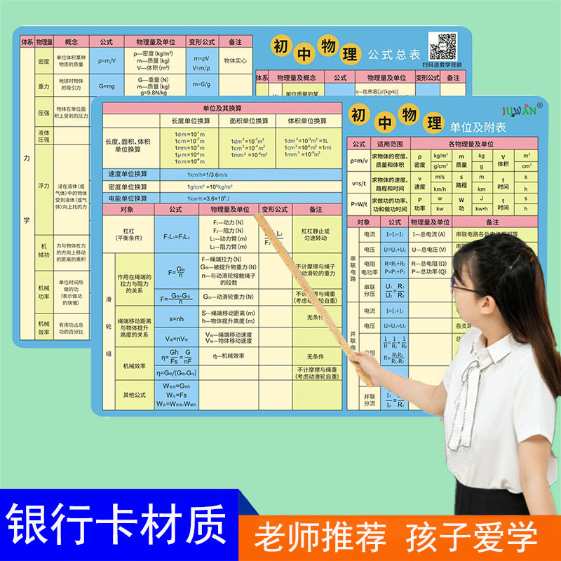 初中物理公式大全卡片知