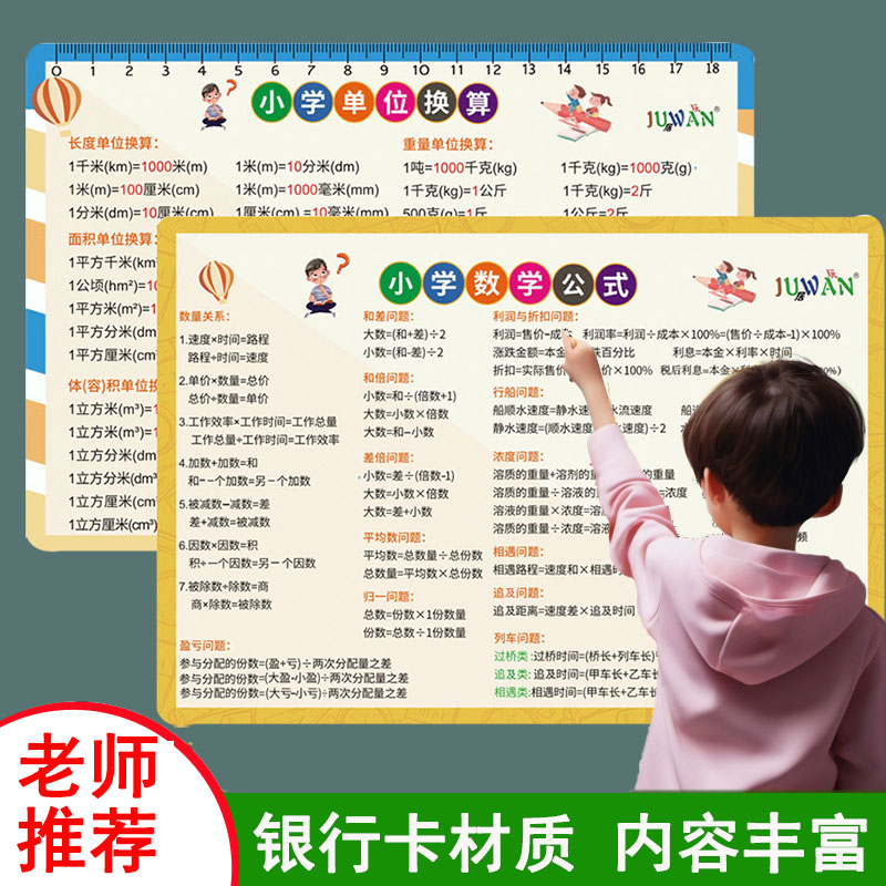 小学生三四五六年级数学公式卡片