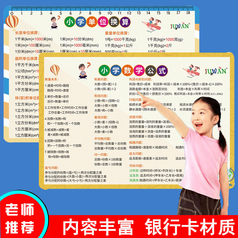 小学生数学公式大全墙贴认知卡片
