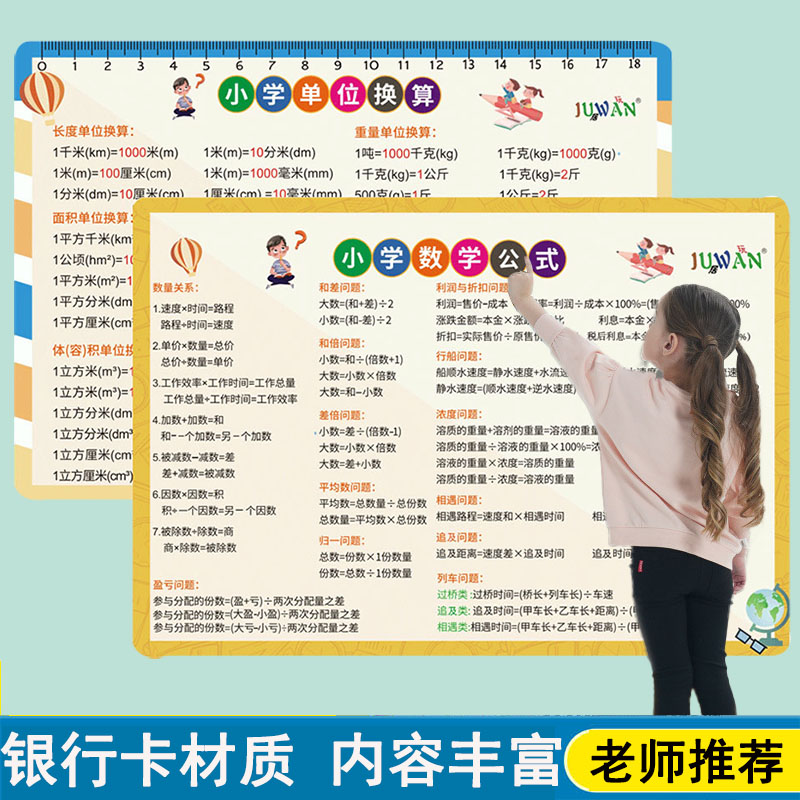 小学1一6年级数学公式表记忆卡