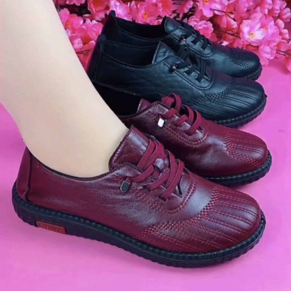 中老年休闲鞋老北京布鞋冬季款软底加绒中年单鞋女软面轻便妈妈鞋