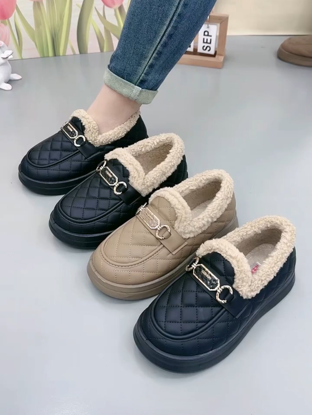 老北京布鞋女鞋2024秋冬季新款加绒一脚蹬豆豆鞋子女软底软面棉鞋,女鞋,乐福鞋（豆豆鞋）,淘宝优惠券,粉丝福利购,淘宝优惠卷