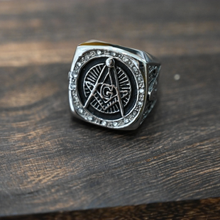 欧美朋克风个性钛钢潮流风AG共济会戒指时尚复古指环饰品戒指