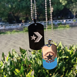 自制原创匡威1980s项链钛钢不掉色军牌吊坠ins男女日系长链项链潮