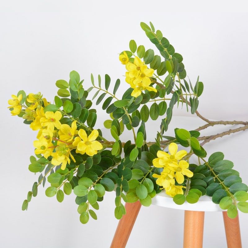 仿真槐花树枝高颜值小黄